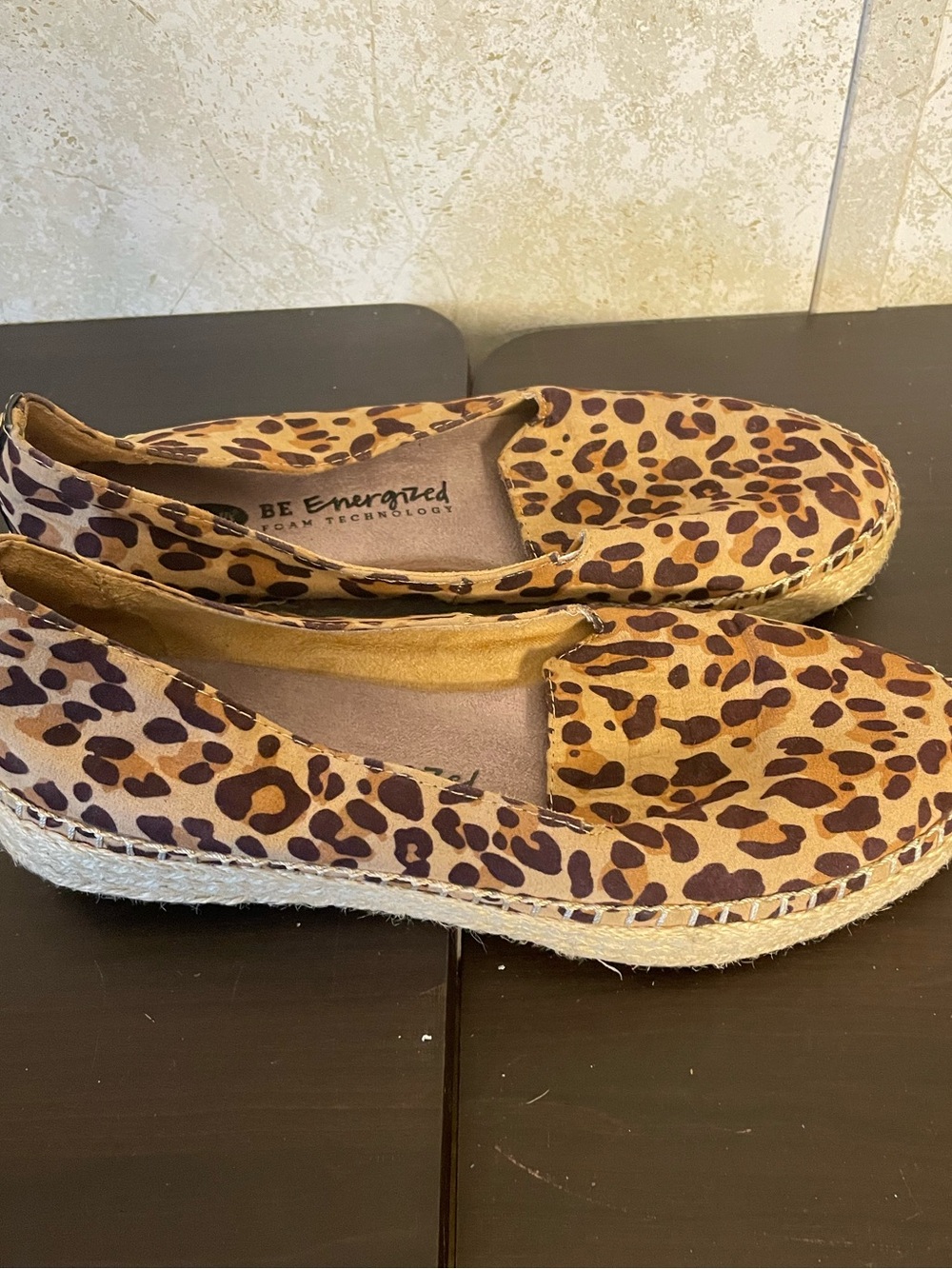 Dr. Scholl's Be Energized Foam Leopard Print Espadrille Slip-On - Tan and Brown